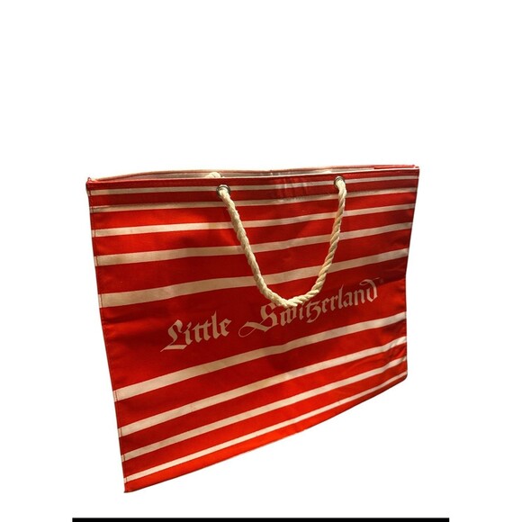 Little Switzerland Vintage 1980’s Red White Stripe Beach Shoulder Bag Nautical - Picture 6 of 8